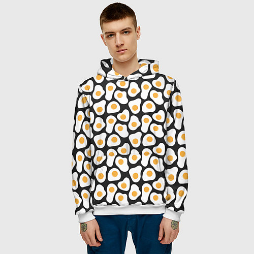 Мужская толстовка Яичница / 3D-Белый – фото 3