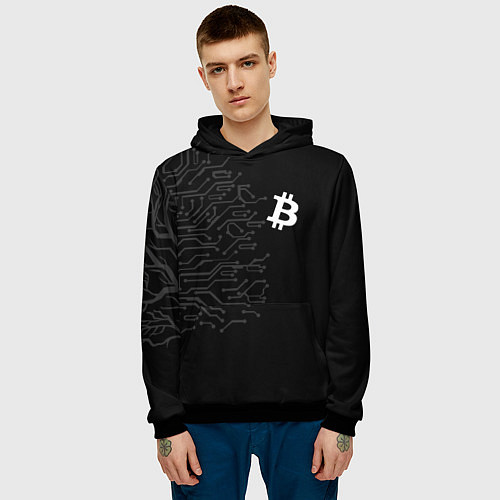 Мужская толстовка БИТКОИН BITCOIN / 3D-Черный – фото 3
