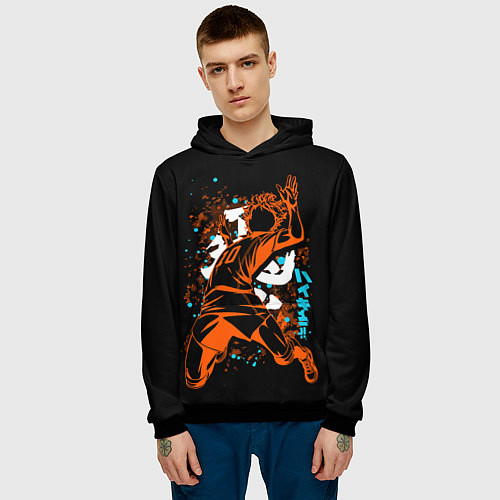 Мужская толстовка ВОЛЕЙБОЛ!! HAIKYUU!! / 3D-Черный – фото 3