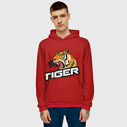 Толстовка-худи мужская Тигр, цвет: 3D-красный — фото 2