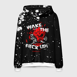 Толстовка-худи мужская WAKE THE F CK UP!, цвет: 3D-белый