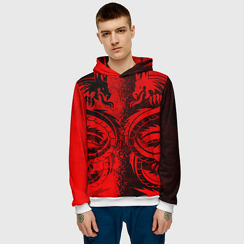 Мужская толстовка BLACK RED DRAGONS TATOO / 3D-Белый – фото 3