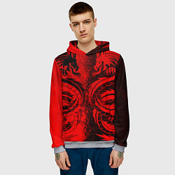 Толстовка-худи мужская BLACK RED DRAGONS TATOO, цвет: 3D-меланж — фото 2