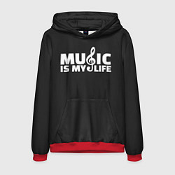 Толстовка-худи мужская Music is My Life, цвет: 3D-красный