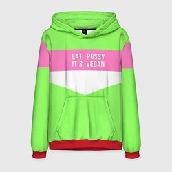 Толстовка-худи мужская Eat pussy Its vegan, цвет: 3D-красный