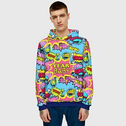 Толстовка-худи мужская Year baby Pop art print, цвет: 3D-синий — фото 2