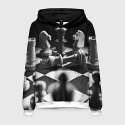 Толстовка-худи мужская Шахматы, цвет: 3D-белый