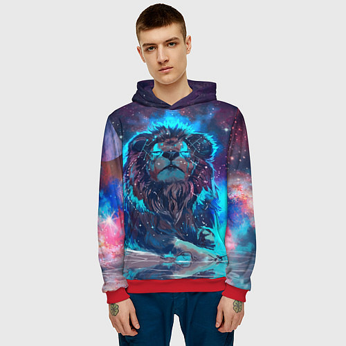 Мужская толстовка Galaxy Lion / 3D-Красный – фото 3