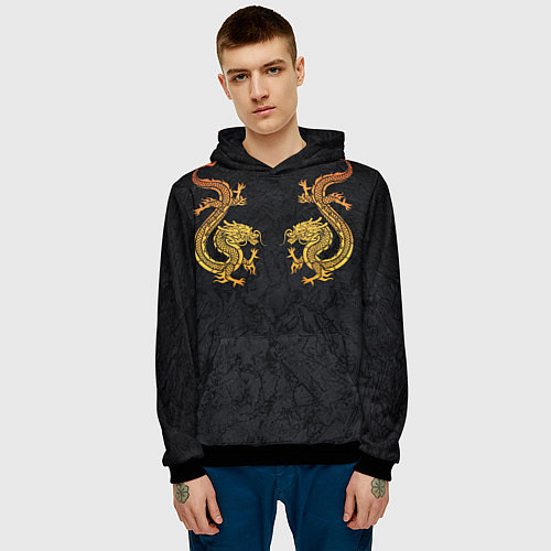 Мужская толстовка GOLD CHINA DRAGONS / 3D-Черный – фото 3