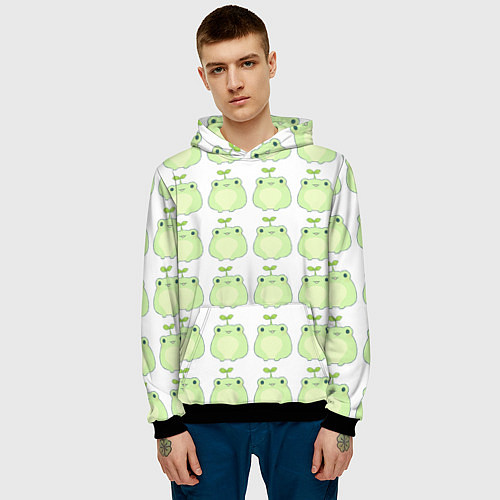 Мужская толстовка Лягушки-росточки / 3D-Черный – фото 3