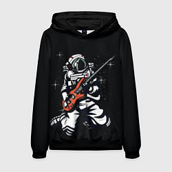 Толстовка-худи мужская Музыкант Космонавт, цвет: 3D-черный