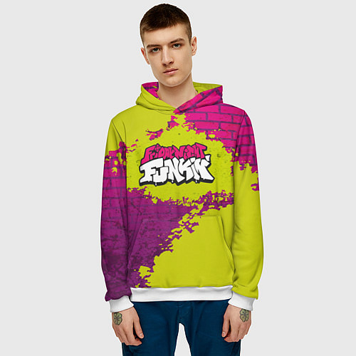 Мужская толстовка Friday Night Funkin Кислотный / 3D-Белый – фото 3