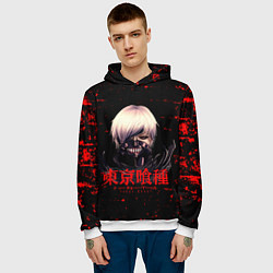 Толстовка-худи мужская Токийский гуль Tokyo Ghoul, цвет: 3D-белый — фото 2