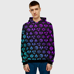 Толстовка-худи мужская GENSHIN IMPACT NEON, цвет: 3D-черный — фото 2