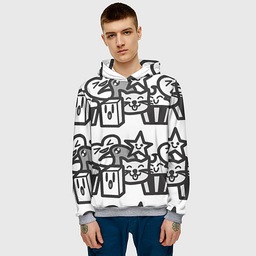 Мужская толстовка Чёрно-белые дудлы / 3D-Меланж – фото 3