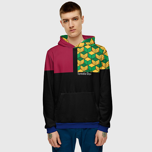Мужская толстовка Гию Томиока Kimetsu no Yaiba / 3D-Синий – фото 3