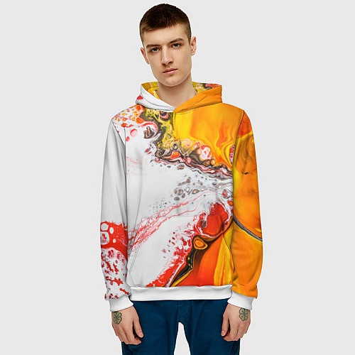 Мужская толстовка Рисунок желтой краской / 3D-Белый – фото 3