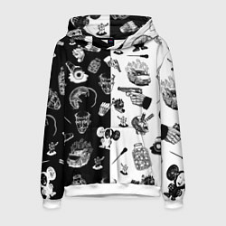 Толстовка-худи мужская КРОВОСТОК ТАТУИРОВКИ ЧБ, цвет: 3D-белый
