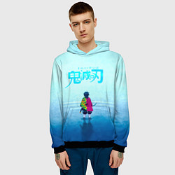 Толстовка-худи мужская Гию Томиока Kimetsu no Yaiba, цвет: 3D-черный — фото 2