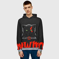 Толстовка-худи мужская Cat of war, цвет: 3D-меланж — фото 2
