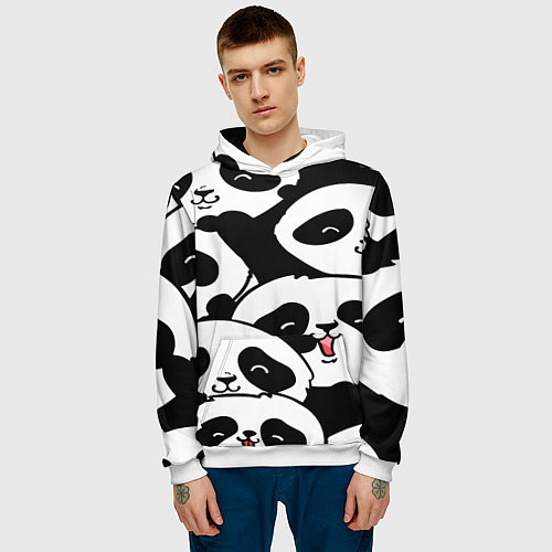 Мужская толстовка Панды / 3D-Белый – фото 3