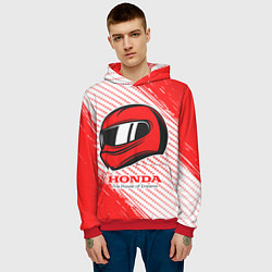 Толстовка-худи мужская Honda - Strokes, цвет: 3D-красный — фото 2