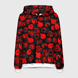 Толстовка-худи мужская СИМВОЛЫ ГРЕХОВ 7 DEADLY SINS, цвет: 3D-белый