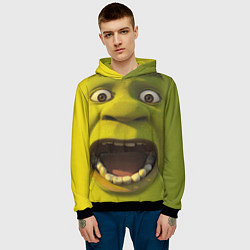 Толстовка-худи мужская Shrek is Yelling, цвет: 3D-черный — фото 2