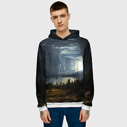Толстовка-худи мужская Фантастический пейзаж, цвет: 3D-белый — фото 2