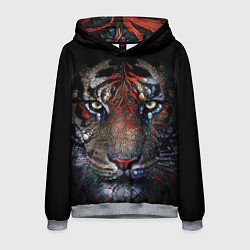 Толстовка-худи мужская Цветной тигр, цвет: 3D-меланж