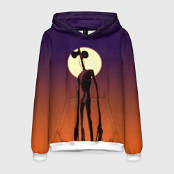 Толстовка-худи мужская Сиреноголовый Хоррор Закат, цвет: 3D-белый