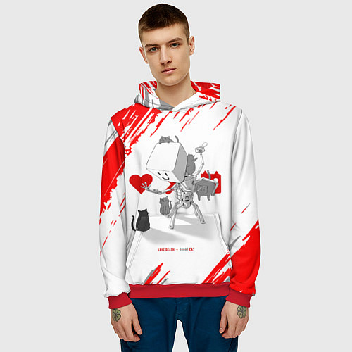 Мужская толстовка Love, Death and Cats Любов, смерть и котики Z / 3D-Красный – фото 3