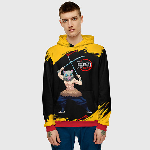 Мужская толстовка Иноске Хашибира Kimetsu no Yaiba / 3D-Красный – фото 3