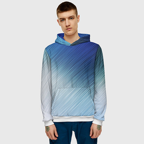 Мужская толстовка Текстура Оттенки льда / 3D-Белый – фото 3