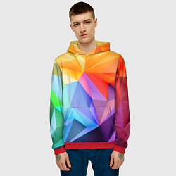 Толстовка-худи мужская Радужная геометрия, цвет: 3D-красный — фото 2