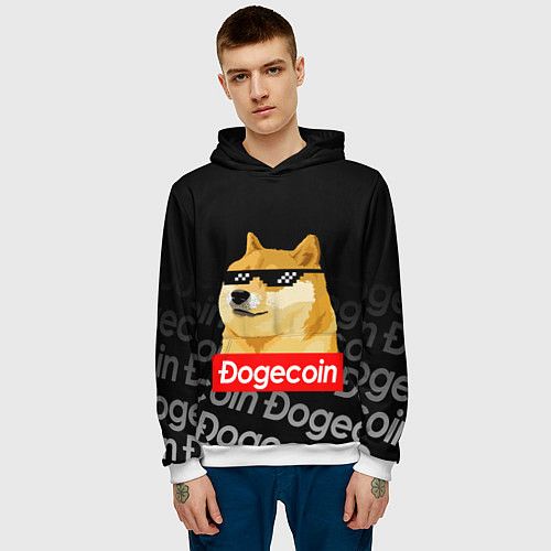 Мужская толстовка DOGECOIN DOGE ДОГИКОИН / 3D-Белый – фото 3