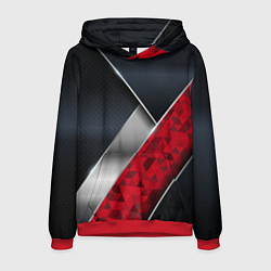 Толстовка-худи мужская 3D BLACK AND RED METAL, цвет: 3D-красный