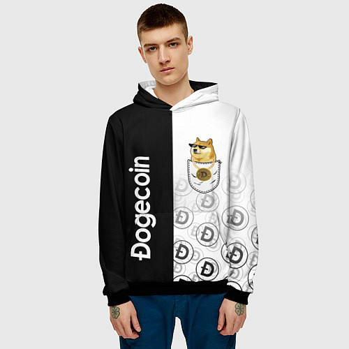 Мужская толстовка DOGECOIN DOGE КАРМАН / 3D-Черный – фото 3