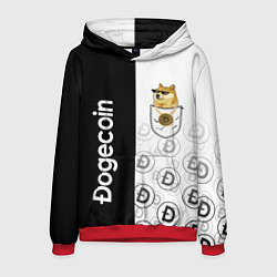 Толстовка-худи мужская DOGECOIN DOGE КАРМАН, цвет: 3D-красный