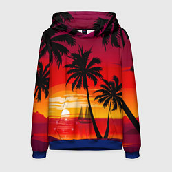Толстовка-худи мужская Гавайский закат, цвет: 3D-синий