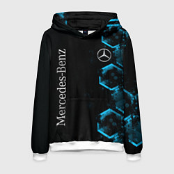 Толстовка-худи мужская Mercedes Мерседес Неон, цвет: 3D-белый