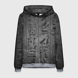 Толстовка-худи мужская Египетские Иероглифы 3D, цвет: 3D-меланж