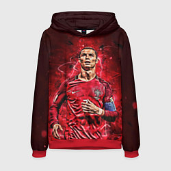 Толстовка-худи мужская Cristiano Ronaldo Portugal, цвет: 3D-красный