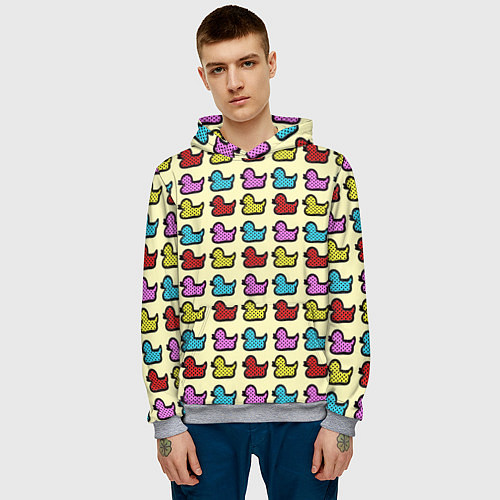 Мужская толстовка Утиный фон Утки Ducks / 3D-Меланж – фото 3