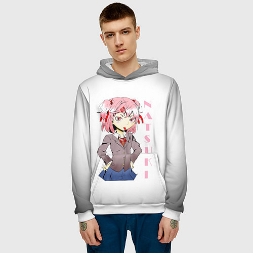 Мужская толстовка Doki Doki NATSUKI / 3D-Белый – фото 3