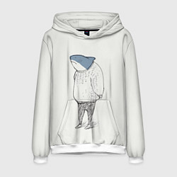 Толстовка-худи мужская Акула в свитере, цвет: 3D-белый