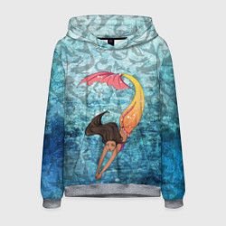 Толстовка-худи мужская Русалка Подводный мир Z, цвет: 3D-меланж