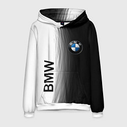 Толстовка-худи мужская Black and White BMW, цвет: 3D-белый