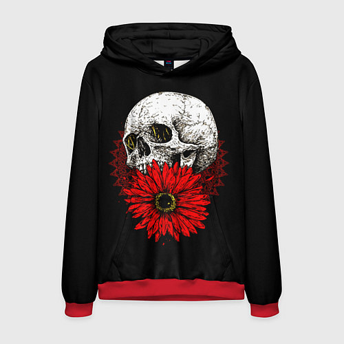 Мужская толстовка Череп и Красный Цветок Skull / 3D-Красный – фото 1
