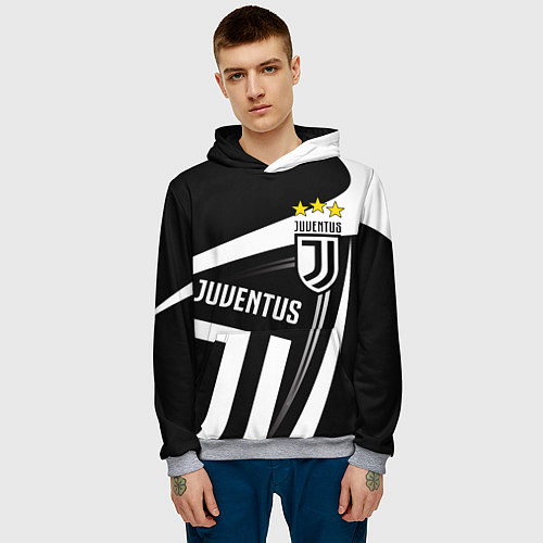 Мужская толстовка JUVENTUS ЮВЕНТУС ПОЛОСЫ / 3D-Меланж – фото 3